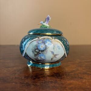 Ardleigh Music Box Jeweled "The Violet-crowned Hummingbird" Porcelain, Lena Liu